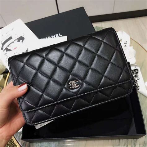 chanel wallet black leather